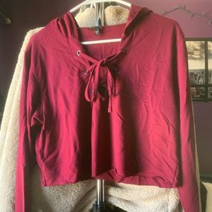 Express maroon cropped hoodie